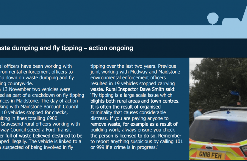 Fly tipping report by Kent Rural Police